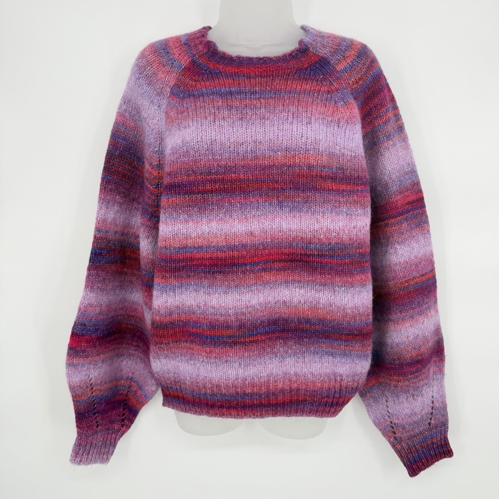 BTB Los Angeles Sz XL Sunrise Crewneck‎ Raglan Sweater Pink Ombré Wool Alpaca - Picture 3 of 10